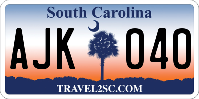 SC license plate AJK040