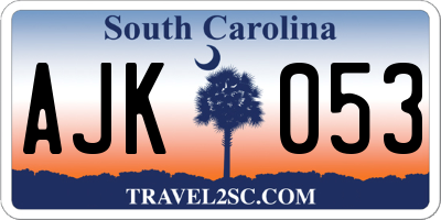 SC license plate AJK053