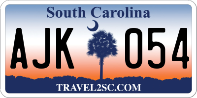 SC license plate AJK054