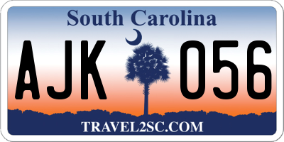 SC license plate AJK056