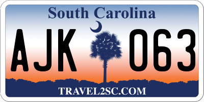 SC license plate AJK063