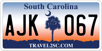 SC license plate AJK067