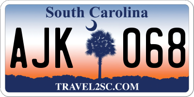SC license plate AJK068