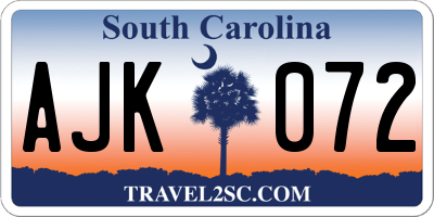 SC license plate AJK072