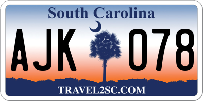 SC license plate AJK078