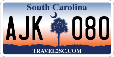SC license plate AJK080