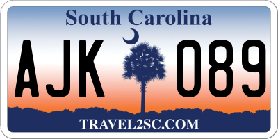 SC license plate AJK089