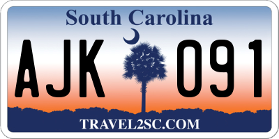 SC license plate AJK091