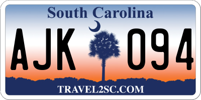SC license plate AJK094