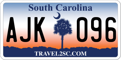 SC license plate AJK096