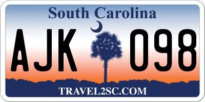 SC license plate AJK098