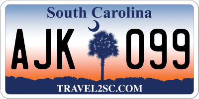 SC license plate AJK099