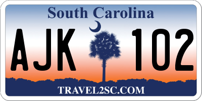 SC license plate AJK102
