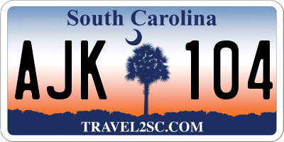 SC license plate AJK104