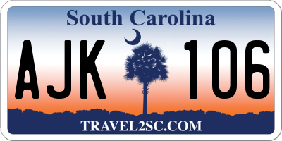 SC license plate AJK106
