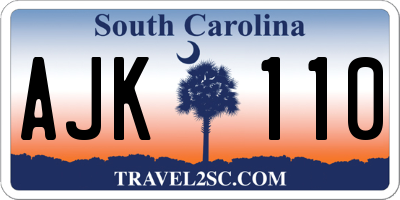 SC license plate AJK110