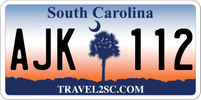 SC license plate AJK112