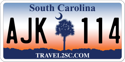 SC license plate AJK114