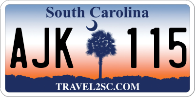 SC license plate AJK115