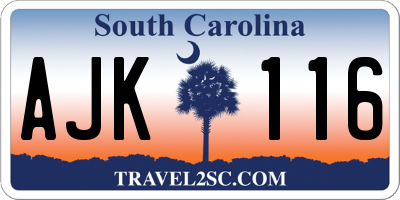 SC license plate AJK116