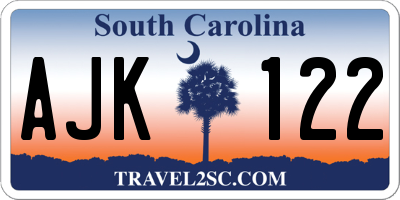 SC license plate AJK122