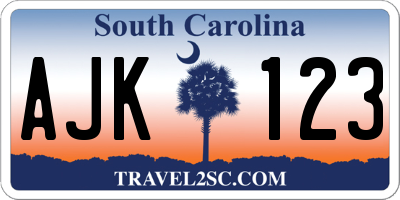 SC license plate AJK123
