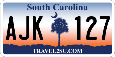 SC license plate AJK127
