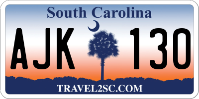 SC license plate AJK130