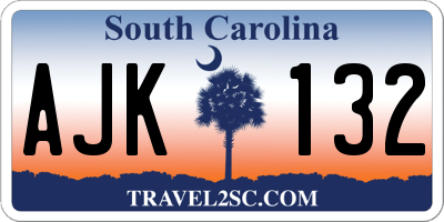 SC license plate AJK132