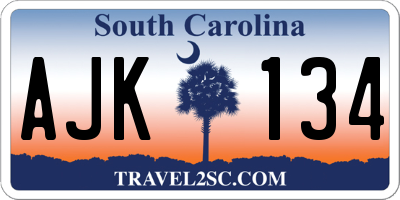 SC license plate AJK134