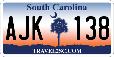 SC license plate AJK138