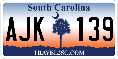 SC license plate AJK139