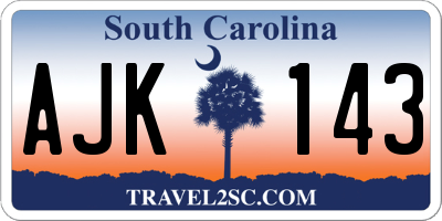 SC license plate AJK143
