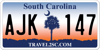 SC license plate AJK147