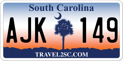 SC license plate AJK149