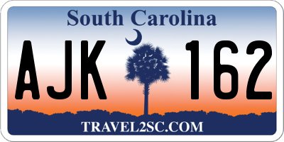 SC license plate AJK162