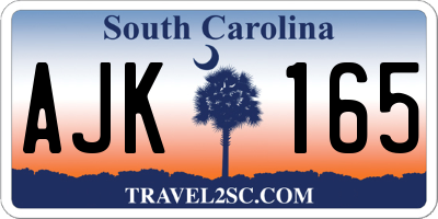 SC license plate AJK165