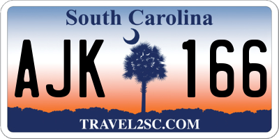 SC license plate AJK166
