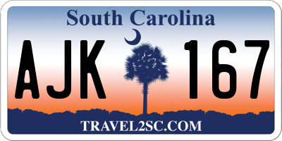 SC license plate AJK167