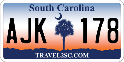 SC license plate AJK178