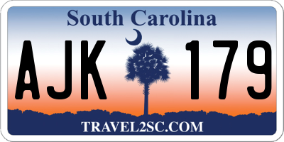 SC license plate AJK179