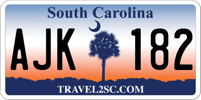 SC license plate AJK182