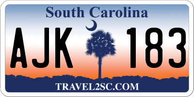 SC license plate AJK183