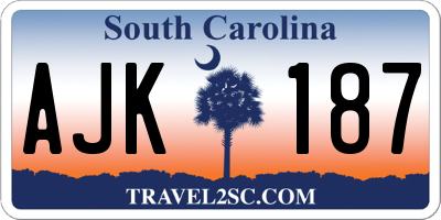 SC license plate AJK187