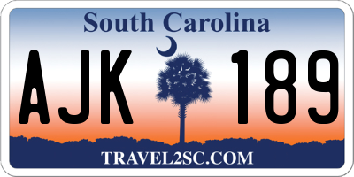 SC license plate AJK189