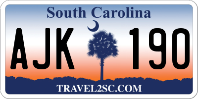 SC license plate AJK190