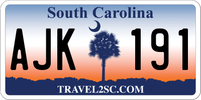 SC license plate AJK191