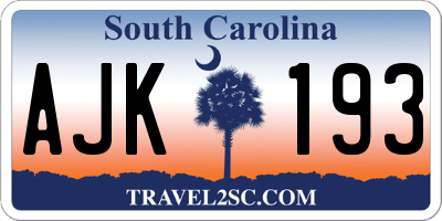 SC license plate AJK193
