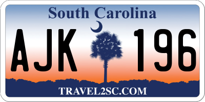 SC license plate AJK196