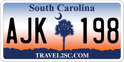 SC license plate AJK198